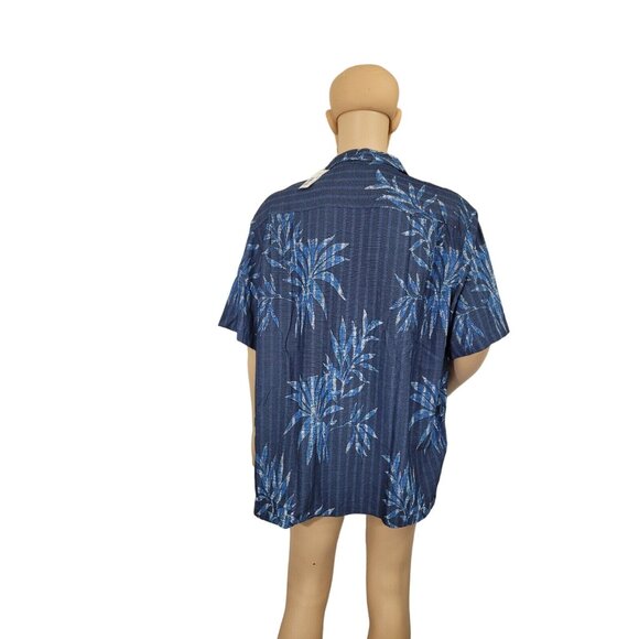 Caribbean Men's Shirt Size XL Casual Short Sleeve Button Up Dark Blue  36 - Picture 5 of 9